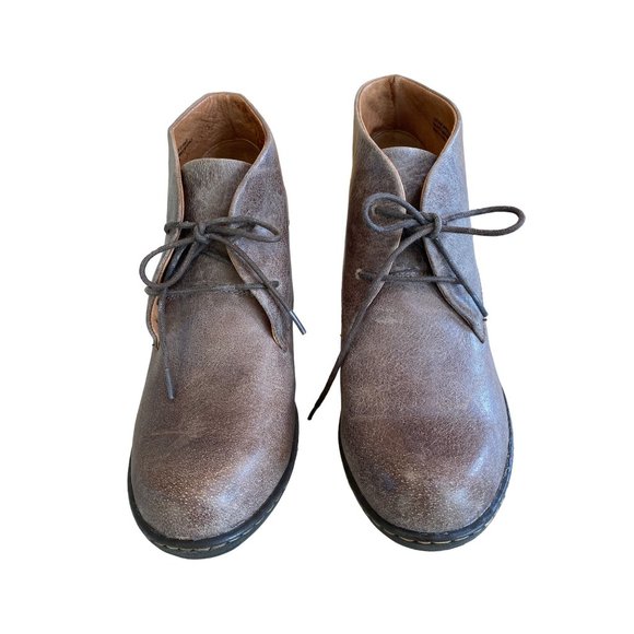 Born Ramsey Ankle Platform Boot 10/42 Brown Leather Oxford Lace Up Block Heel - Picture 4 of 15